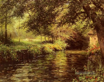  Aston Malerei - einem sonnigen Morgen in Beaumont Le Roger Landschaft Louis Aston Knight Fluss